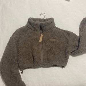 SKIMS TEDDY cropped full zip SIZE small